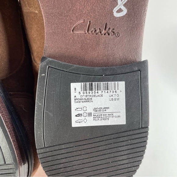 Clarks‎ Mens Citi Stride Lace Brown Suede Shoes Size 8 main image 6